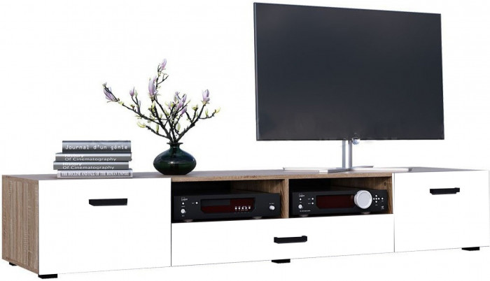 Нэнси New ЛДСП Тумба ТВ (2дв.+1ящ.) (Дуб Сонома, Бетон светлый)