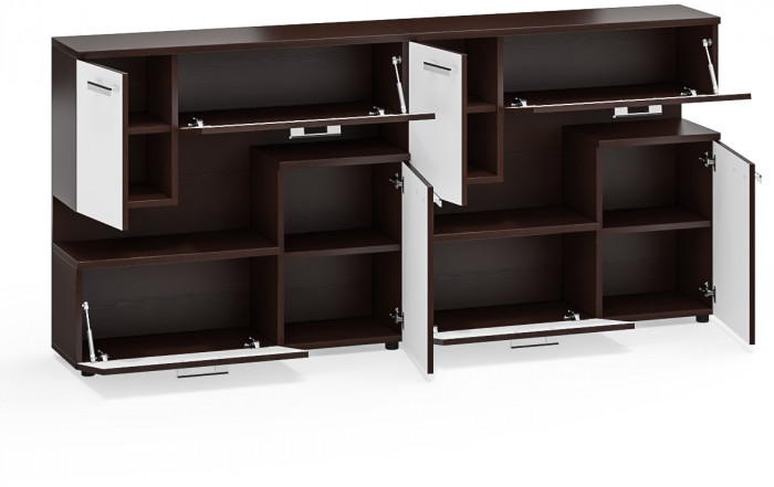 Две тумбы ТВ С-МД-С1-1000, венге/белый шагрень