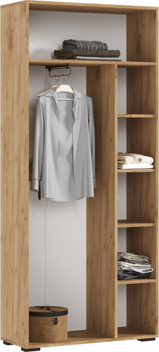 Роджина Шкаф двухстворчатый (800) (Белый глянец, Дуб Крафт Золотой)