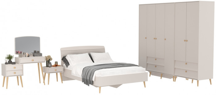 Афина Спальня 39-1400, цвет кашемир серый, сп.м. 1400х2000 мм., б/м, основание есть - фанера