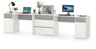 Торонто Компоновка № 09, цвет белый шагрень/стальной серый, ШхГхВ 320х53,1х75,3 см., универсальная сборка