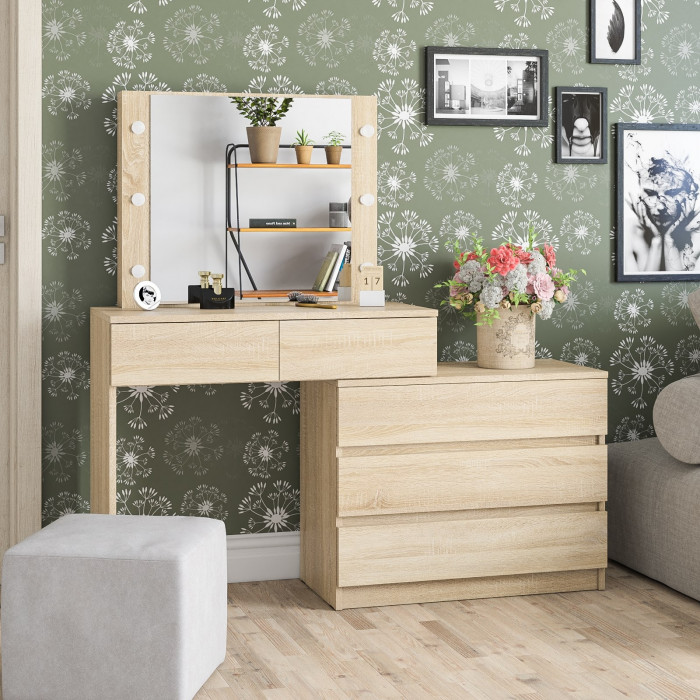 Стол косметический с подсветкой 110, дуб сонома