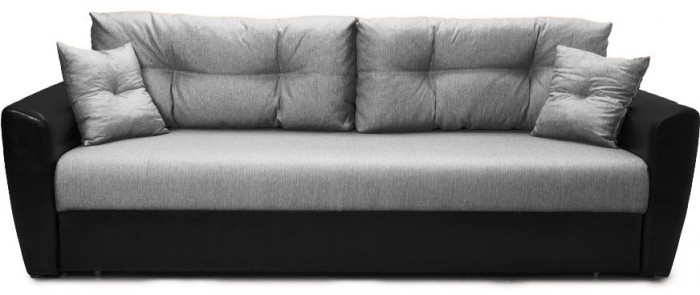 Диван-кровать Амстердам, 160х195, раскладной, еврокнижка, пружинный блок, рогожка/экокожа, серый