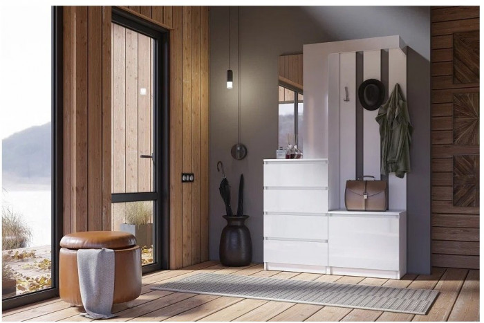 Челси Прихожая (Белый глянец, Дуб Сонома)