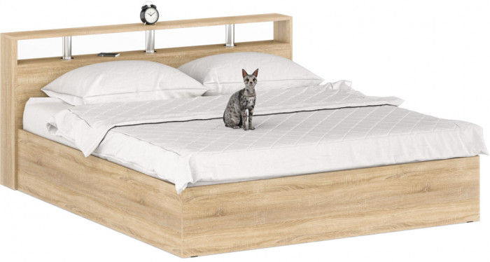 Камелия спальня № 4 Кровать 1800 + Две тумбы + Комод + Шкаф 4-х створчатый, дуб сонома