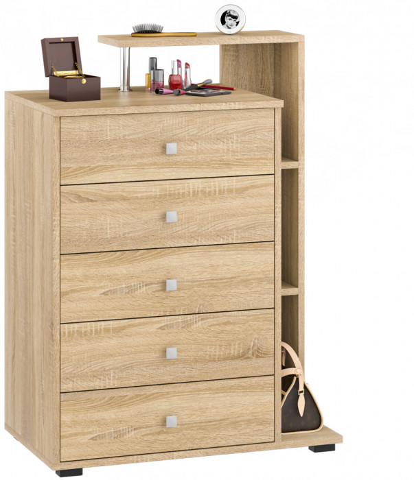 Камелия спальня № 4 Кровать 1800 + Две тумбы + Комод + Шкаф 4-х створчатый, дуб сонома