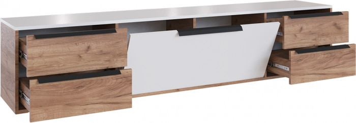 Малави Тумба для ТВ МТВ-1 дуб крафт табачный/белый глянец