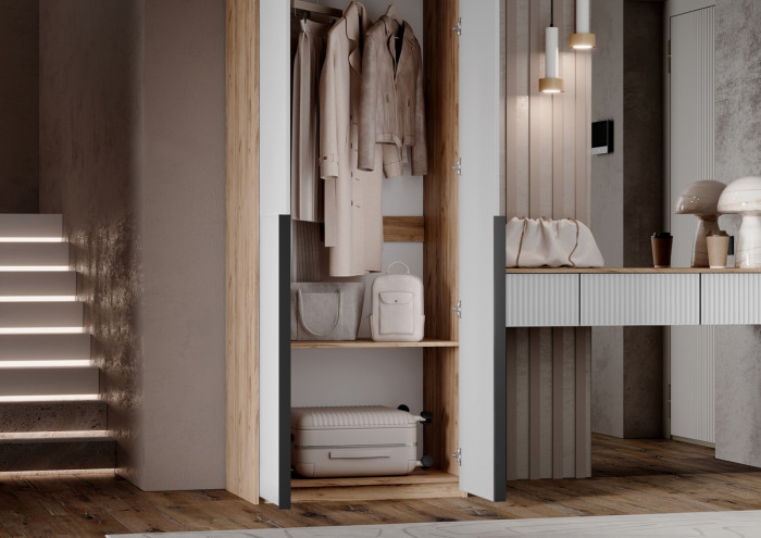 Тумба косметическая со шкафом 2х-ств Марвэл, Крафт золотой/Браш вайт