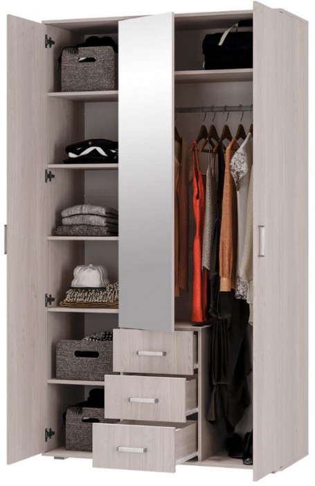 "Белла" шкаф 3-х створчатый (1200х2120х470) венге/ясень белый