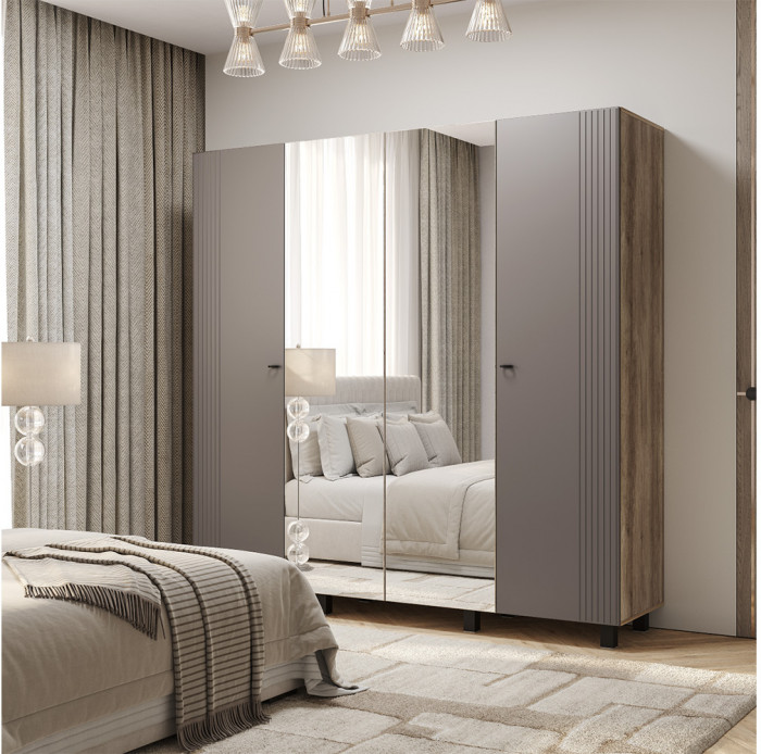 Шкаф 4-х створчатый Олива ШК-13, Дуб каньон, Муссон софт