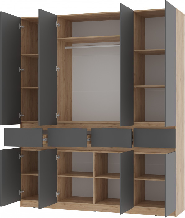 Шкаф 4-х створчатый "Багира" ШК-13 Крафт/Графит