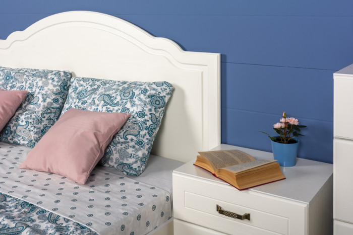 Ливерпуль Спальня № 3 11.08ОСН + две 08.146 + 13.124 + 12.46 + 10.118 + 10.117, цвет ясень ваниль/белый, сп. м. 1600х2000 мм., б/м, ортопед есть