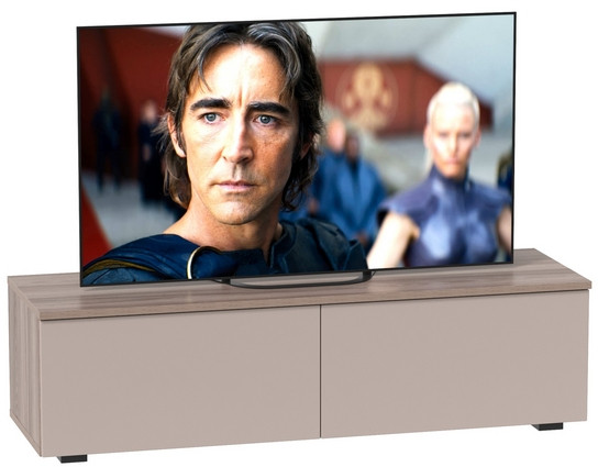 Роквуд Тумба под ТВ 16.54.02, цвет корпус ДСП эмили блаш/фасады МДФ крем, ШхГхВ 115,3х36,8х32 см.