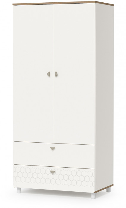 Эйп 13.334 Шкаф для одежды, цвет белый/дуб белый, ШхГхВ 85х51,1х183,8 см., универсальная сборка