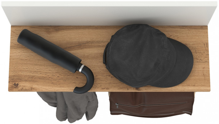 Октава 15.14.01 Вешалка, белый шагрень/дуб крафт золотой