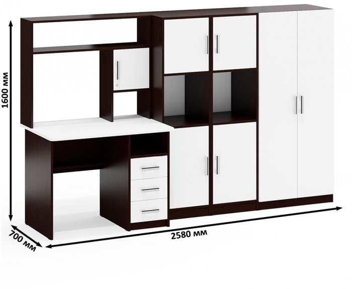 С-МД-СК9 Компоновка № 03, венге/белый шагрень
