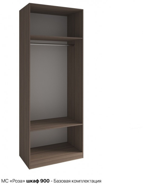 МС Роза Шкаф 900 Базовая комплектация, Ройс+ ручка скоба 1 шт., Орех Франклин карамель/Пудра скин