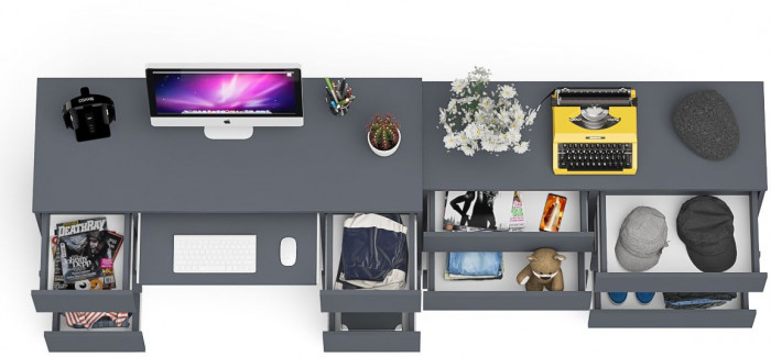 Мори компьютерный стол МС-2 + Комод МК1200.6, графит