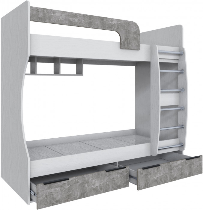 Кровать Мадрид (0,8) двухярусная, Белый/Ателье светлое