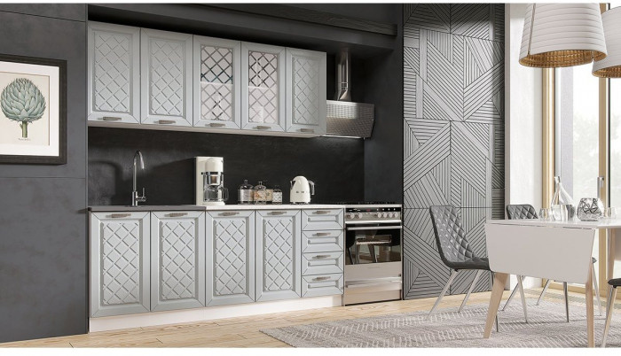 Кухня МДФ Агава 2000 (Акация белая / Мята, Белый)